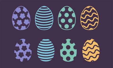 Set of colorful easter eggs. Easter egg icons. Stock Illustration