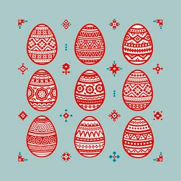 Set of colorful Easter eggs. Stock Illustration