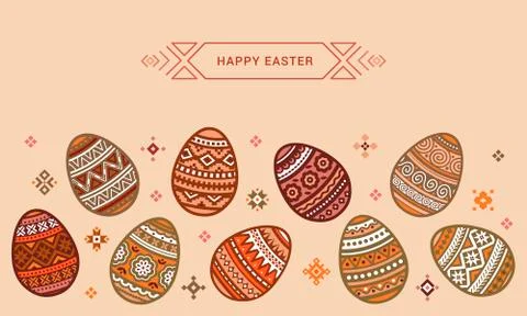 Set of colorful Easter eggs. Vector illustration in flat design. Stock Illustration