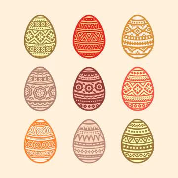 Set of colorful Easter eggs. Vector illustration in flat design. Stock Illustration