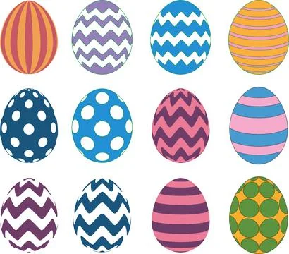 Set of Colorful Egg Decoration Vector Illustration イラスト素材