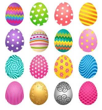Set of colorful eggs for Easter day Stock Illustration