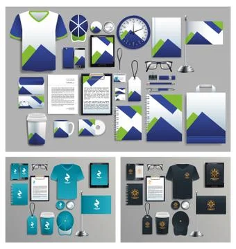 Set of colorful elements with stationery templates Illustrazione stock
