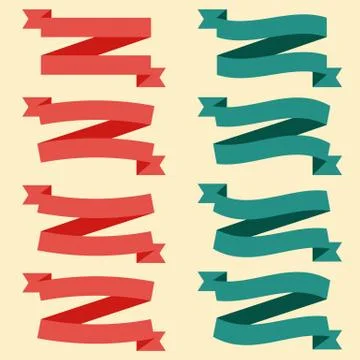 Set of  Colorful Empty Ribbons And Banners Stock Illustration