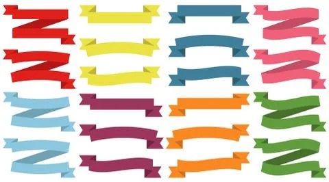 Set of  Colorful Empty Ribbons And Banners Stock Illustration