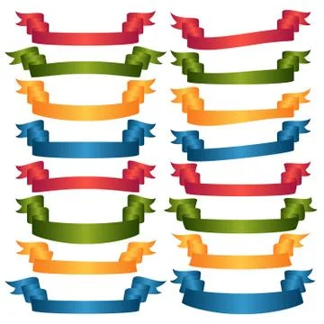 Set of  Colorful Empty Ribbons And Banners with Curves Illustrazione stock