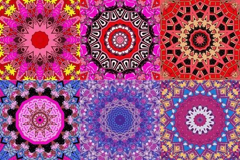 Set of colorful ethnic pattern geometric elements Stock Illustration