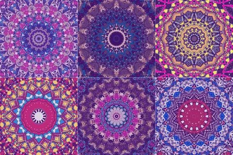 Set of colorful ethnic pattern geometric elements Stock Illustration