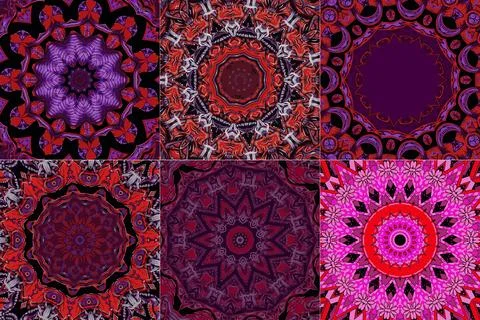 Set of colorful ethnic pattern geometric elements Stock Illustration