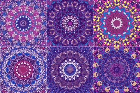 Set of colorful ethnic pattern geometric elements Stock Illustration