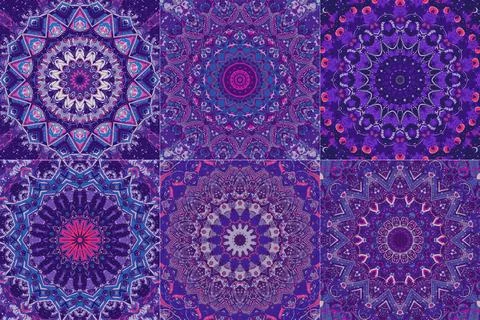 Set of colorful ethnic pattern geometric elements 库存插图