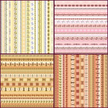 Set of colorful ethnic seamless pattern design Illustrazione stock