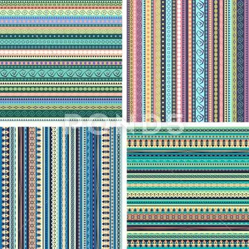 Set Of Colorful Ethnic Seamless Patterns