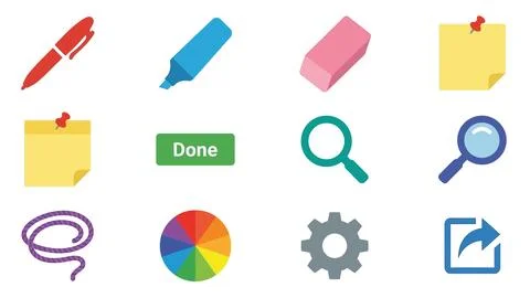 Set of colorful flat design icons for office work creativity and organizati.. Stock Illustration