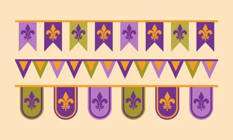 A set of colorful fleur-de-lis garland to entertain and lift the spirits at all Stock Illustration