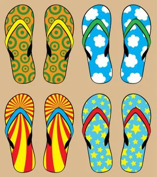 Set of colorful flip flops Stock Illustration