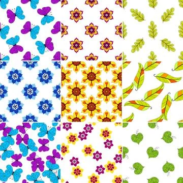 Set colorful floral patterns Stock Illustration