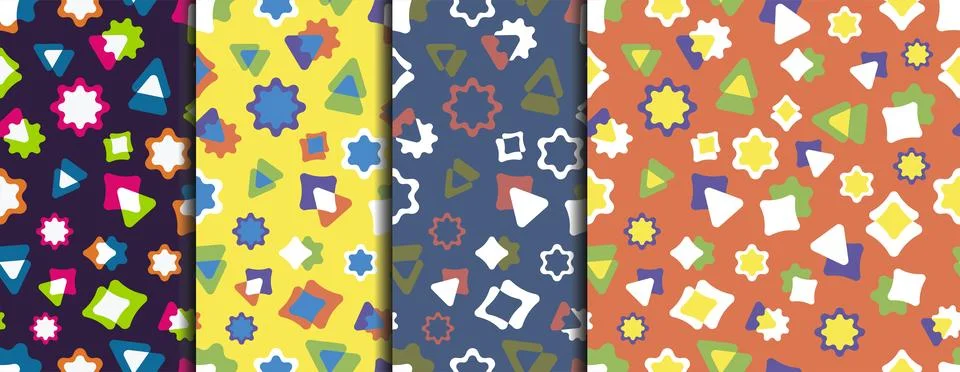 A set of colorful fun patterns. Stock Illustration