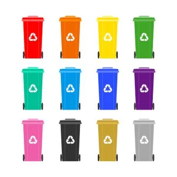 Set of colorful garbage bins Stock Illustration