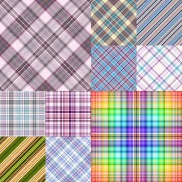 Set colorful geometric seamless patterns Stock Illustration