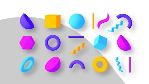 Set of colorful geometric shapes. Elements for design. Isolated vector object Stock Illustration