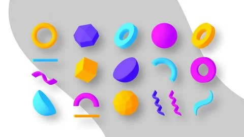 Set of colorful geometric shapes. Elements for design. Isolated vector object Stock Illustration