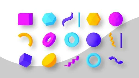 Set of colorful geometric shapes. Elements for design. Isolated vector object イラスト素材