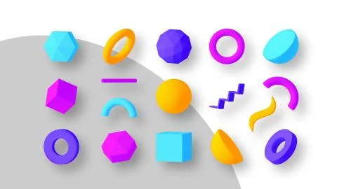 Set of colorful geometric shapes. Elements for design. Isolated vector object 스톡 일러스트
