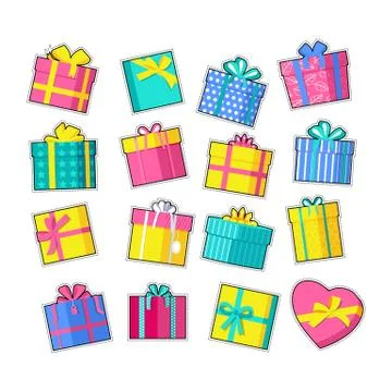 Set of Colorful Gift Boxes Stock Illustration