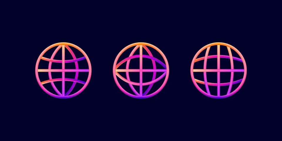 Set of colorful Gradient blend Globe Icons Illustrazione stock