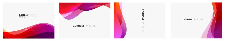 Set of colorful gradient curve on white background with space. Stock Illustration