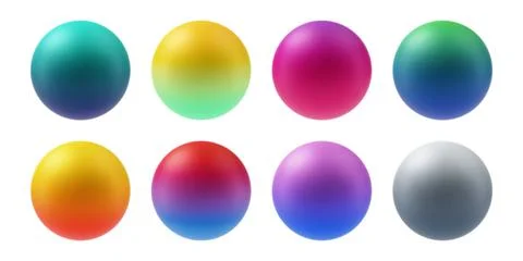 Set of colorful gradient spheres. Various multicolored orbs. Objects on trans 스톡 일러스트