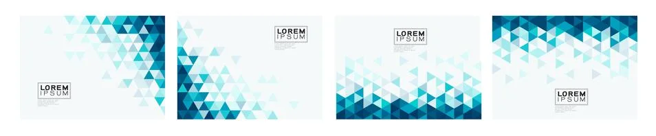 Set of colorful gradient triangle on white background with space. Stock Illustration