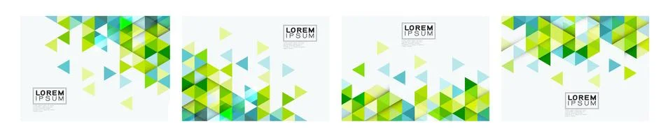 Set of colorful gradient triangle on white background with space. Stock Illustration