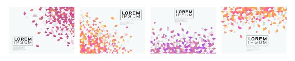 Set of colorful gradient triangle on white background with space. Stock Illustration