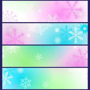 Set of colorful gradient winter banners Stock Illustration