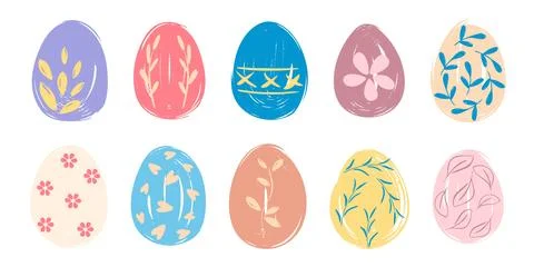 Set of colorful grunge Easter eggs Stock Illustration
