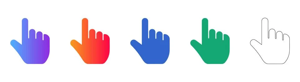 Set of Colorful Hand Pointer Icons for UI Design 스톡 일러스트