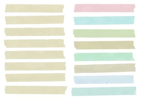 Set of colorful horizontal and different size sticky tape,adhesive pieces, menu Stock Illustration