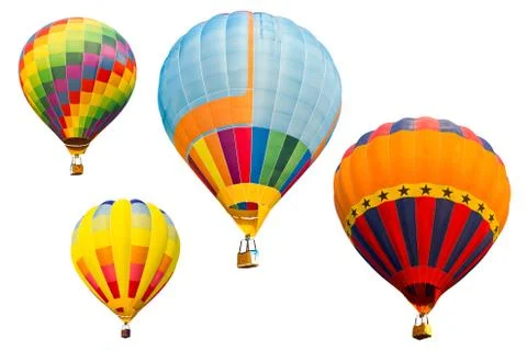 Set of colorful hot air balloon isolated on white background Stock Photos