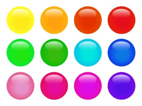 Set of colorful isolated glossy vector web buttons. Stock Illustration