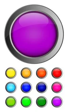 Set of colorful isolated glossy vector web buttons. Stock Illustration