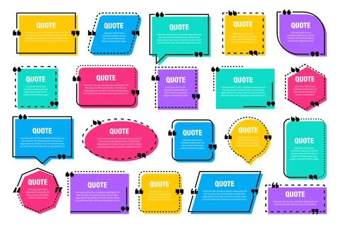 Set of colorful isolated quote frames. Speech bubbles with quotation marks 스톡 일러스트