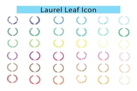 Set of colorful laurel foliate vector art, Laurel leaf icon Stock Illustration