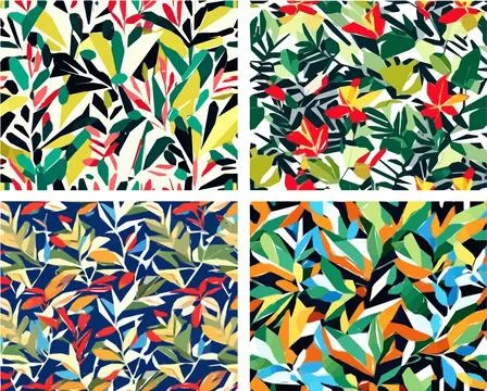 Set of colorful leaf patterns イラスト素材