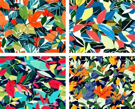 Set of colorful leaf patterns イラスト素材