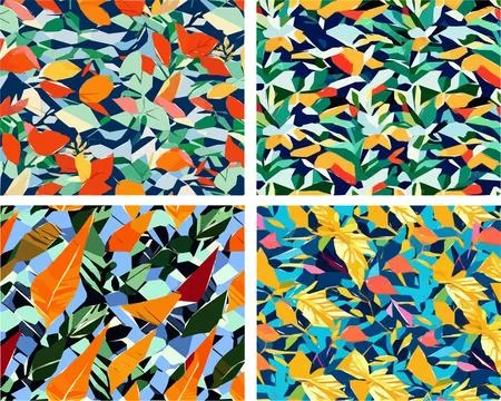Set of colorful leaf patterns イラスト素材
