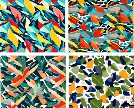 Set of colorful leaf patterns Stock Illustration