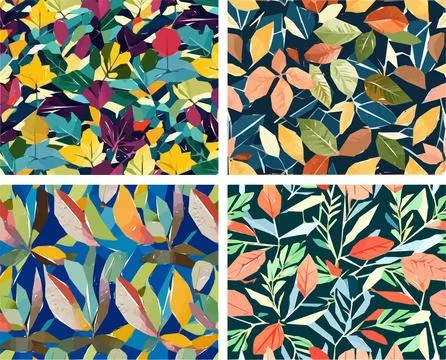 Set of colorful leaf patterns イラスト素材
