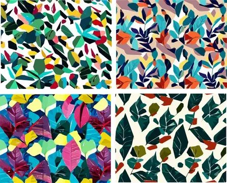 Set of colorful leaf patterns Stock Illustration